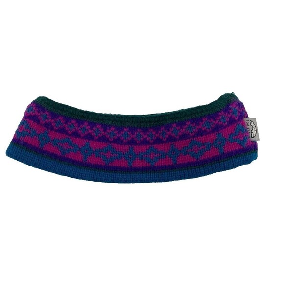 Igloos Wool Knit Headband Hat Winter One Size Teal Pink Purple Pattern - Picture 1 of 5